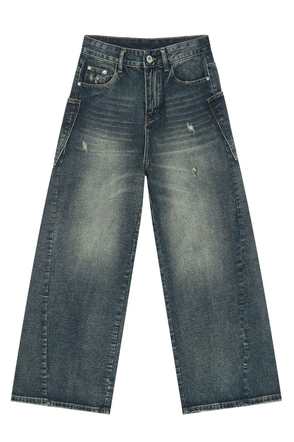 Men's Distressed Detail Wide Leg Jeans