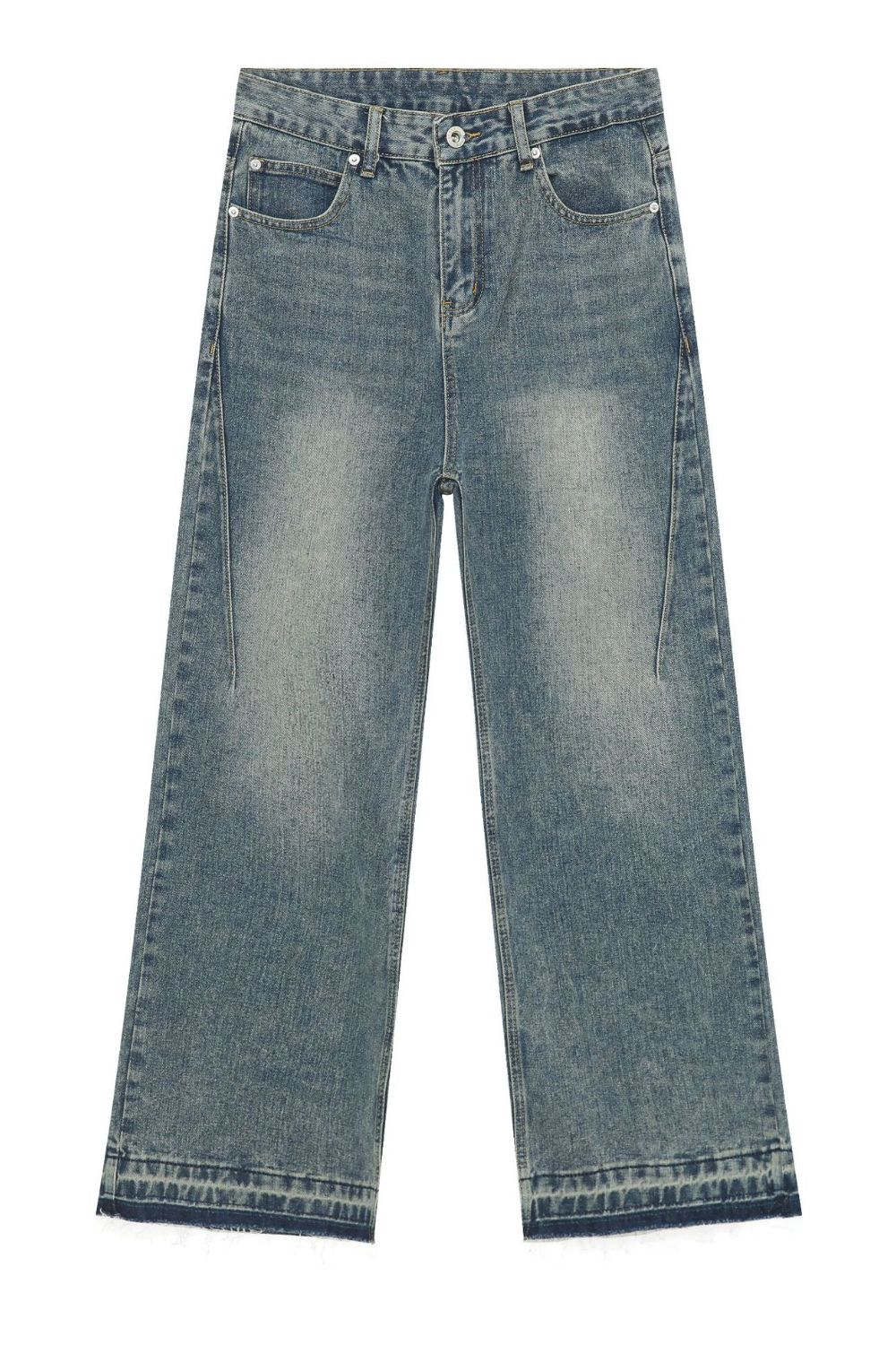 Men's Frayed Hem Jeans with Pockets