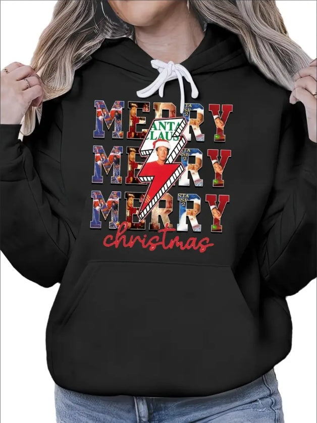 Merry Christmas, Retro Santa Claus, Believe In Santa, Bernard The Head Elf 500g Woman'S Cozy Classic Print Pullover Hoodie, Casual Long Sleeve Multicolor Hoodie Fall And Winter Essential