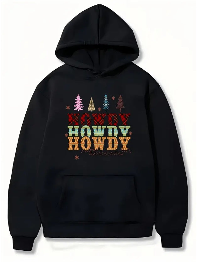 Women'S Christmas Hoodie , Regular Fit Long Sleeve Pullover With Pocket Detail, Casual Style Fall Winter Hooded Sweatshirt With Merry Christmas Tree Print