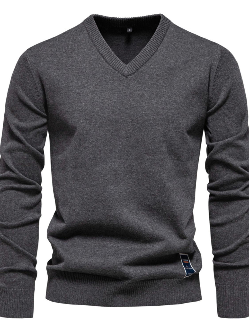 Men's Ribbed Hem V-Neck Long Sleeve Sweater