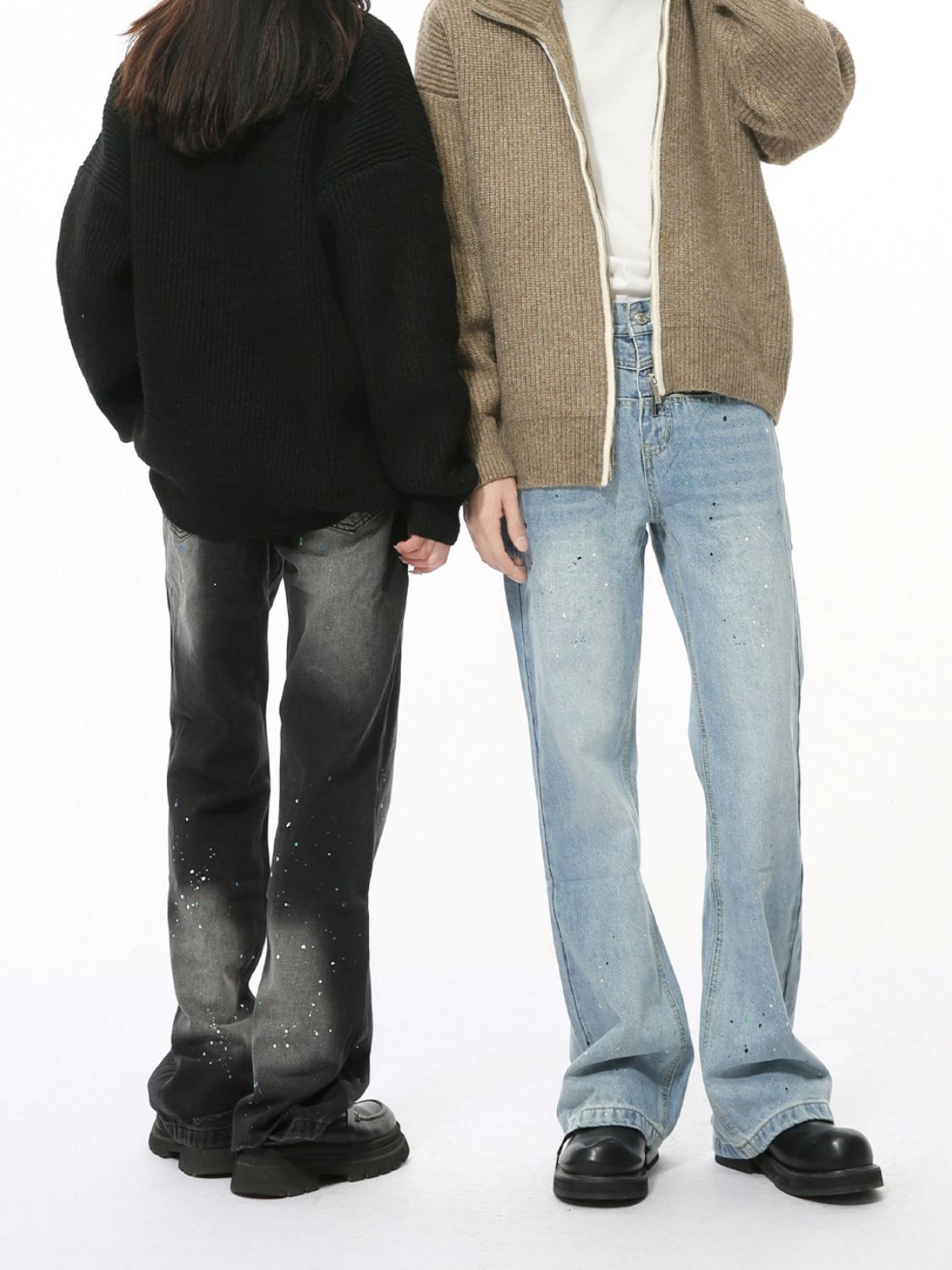 Splash Ink Washed Jeans with Pockets