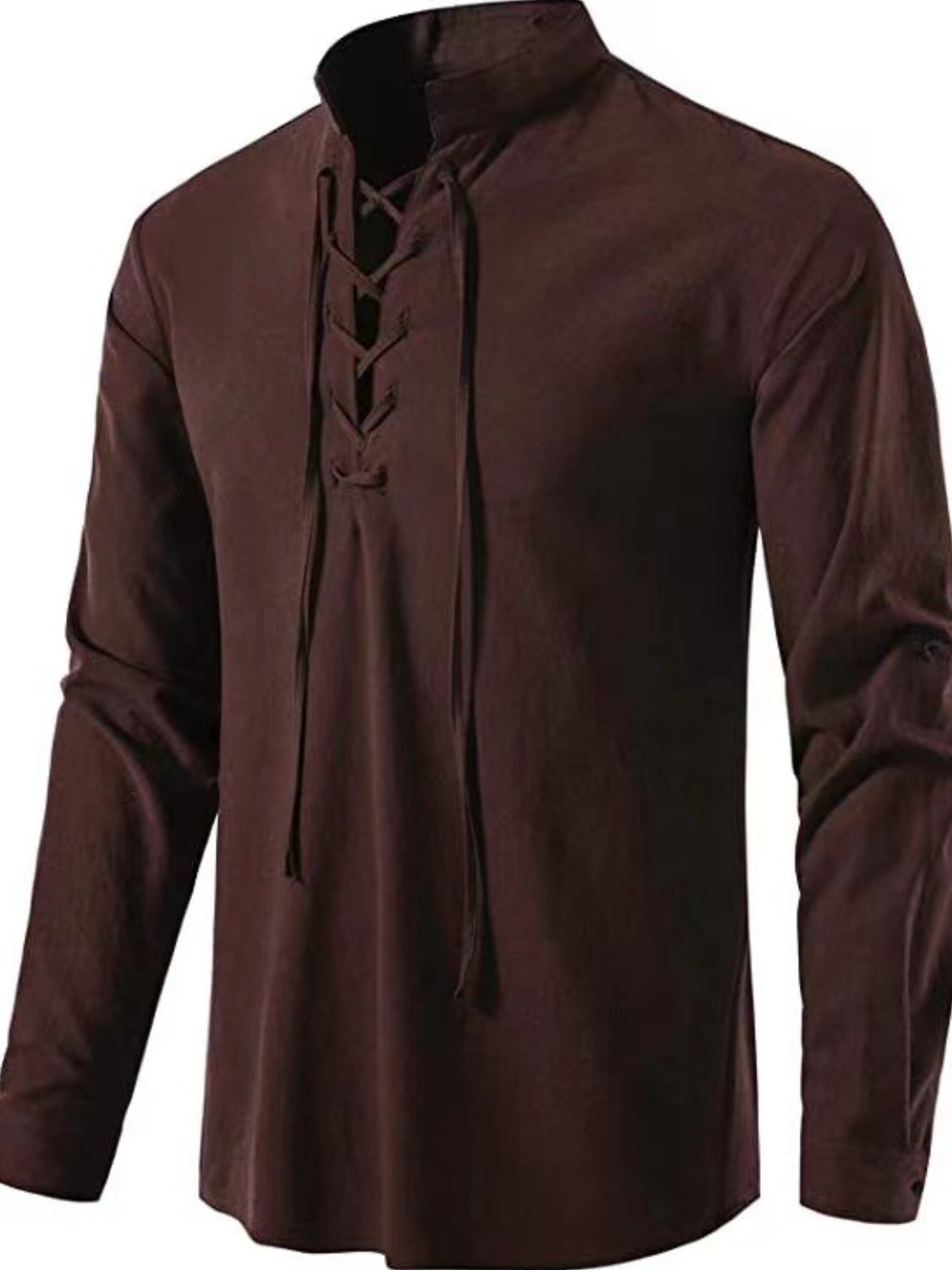 Men's Lace Up Long Sleeve Blouse