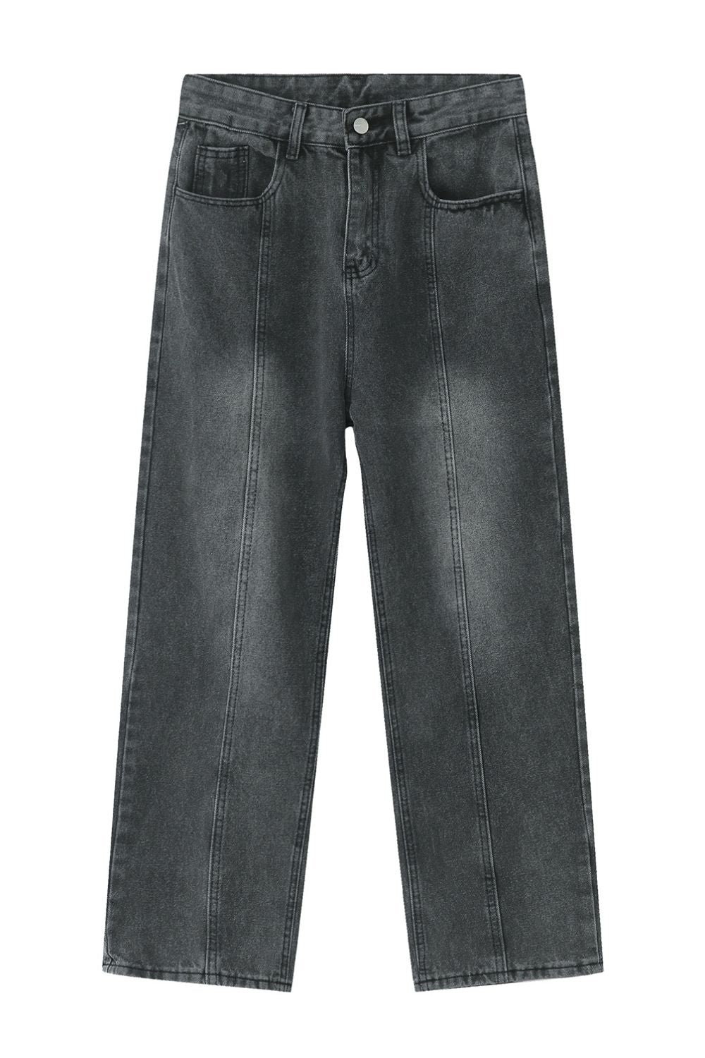 Men's Washed Splicing Straight Leg Jeans