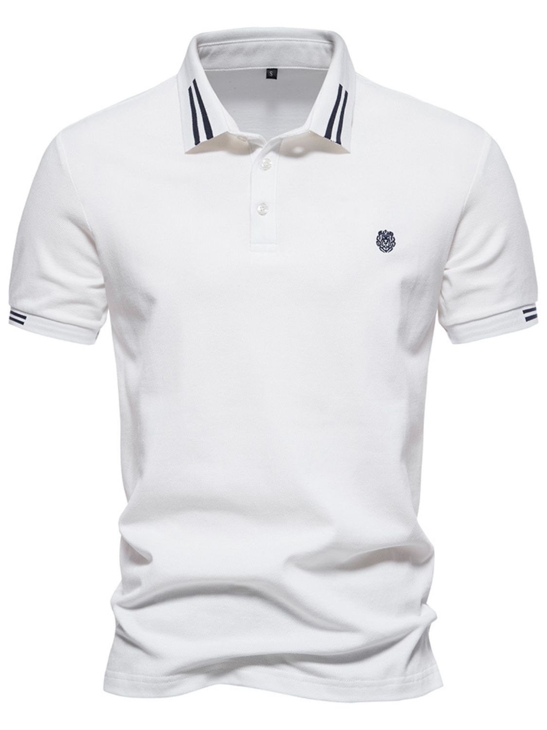 Men's Embroidered Striped Short Sleeve Polo