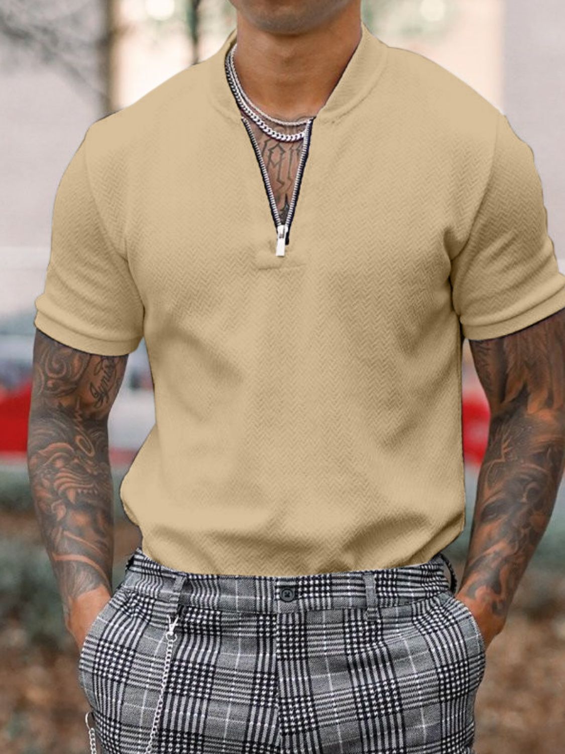 Men's Full Size Baseball Collar Solid Polo Plus Size