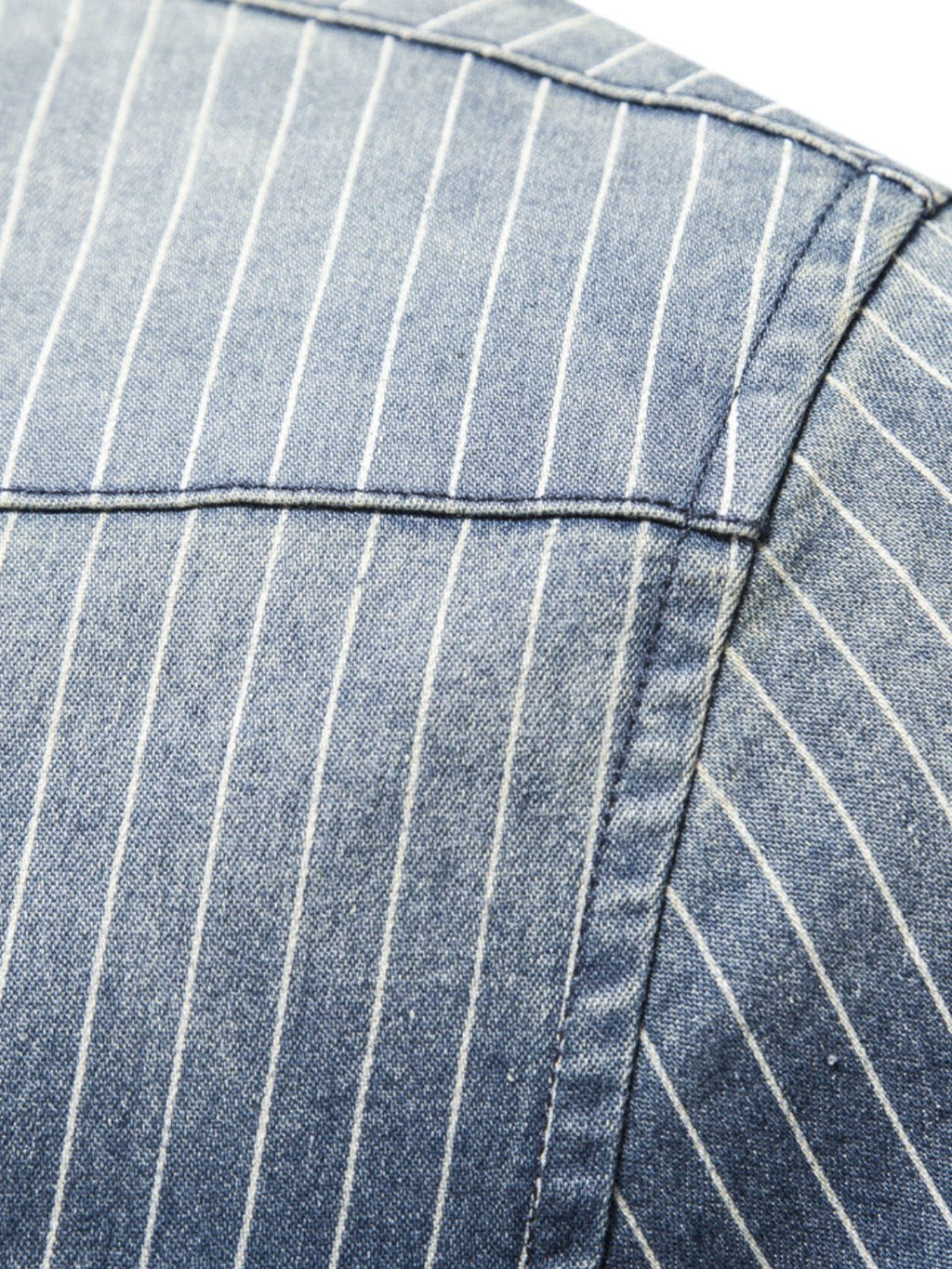 Men's Striped Collared Neck Button Down Denim Shirt