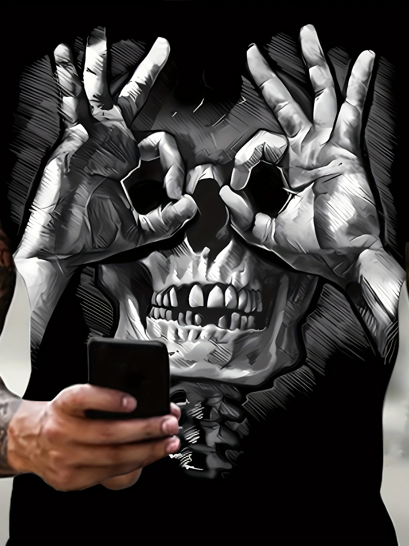 Men's Graphic T-Shirt: Creative Skull Print for Summer Style