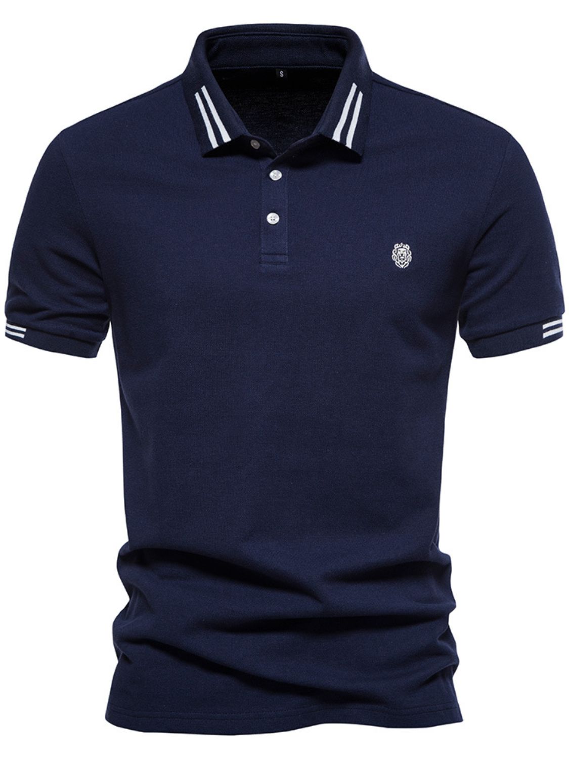Men's Embroidered Striped Short Sleeve Polo