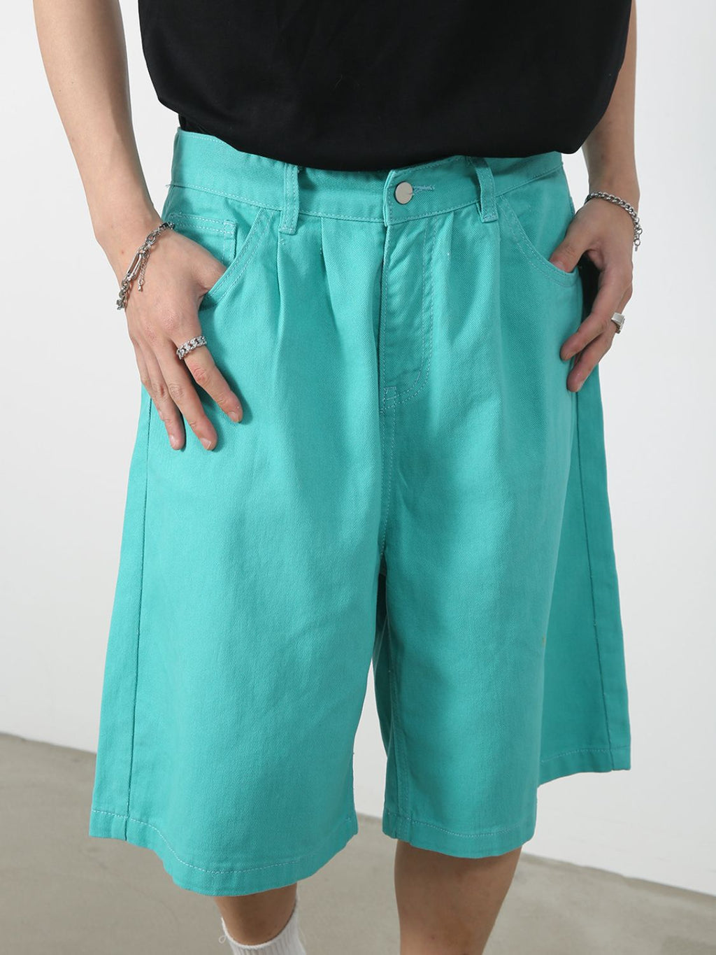 Mid Rise Denim Shorts