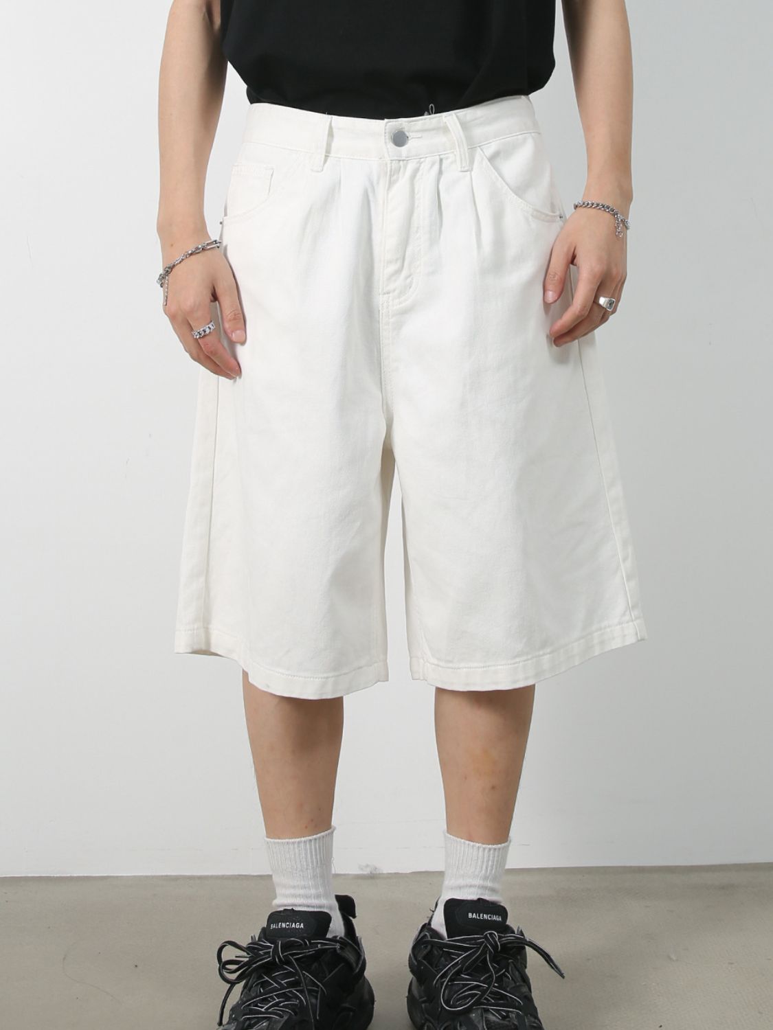 Mid Rise Denim Shorts