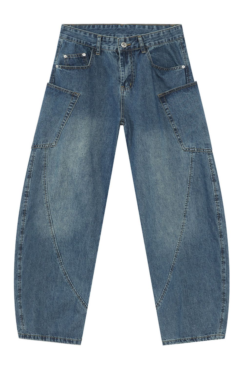 Mid Rise Waist Jeans with Pockets