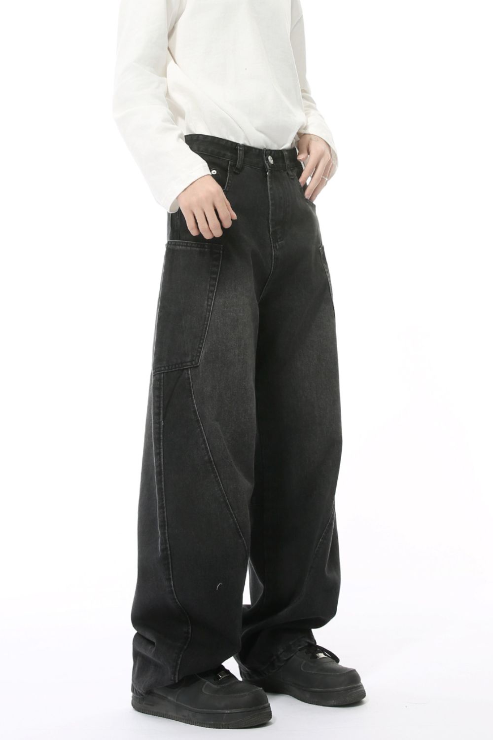 Mid Rise Waist Jeans with Pockets