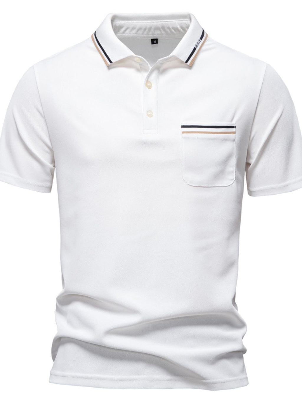 Men's Short Sleeve Collared Neck Striped Polo