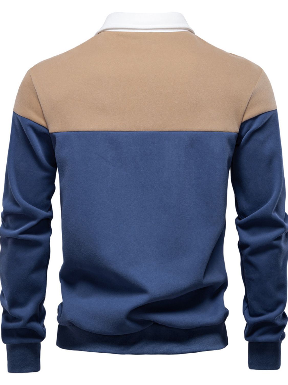 Men's Collared Neck Contrast Long Sleeve Polo