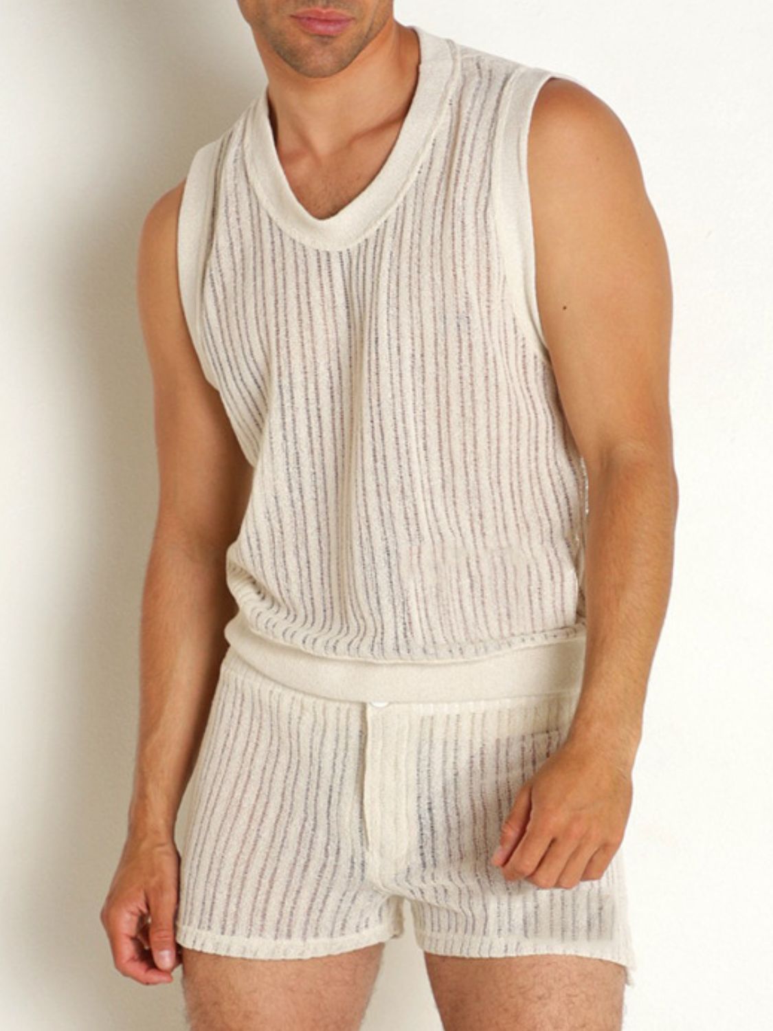 Men's Full Size Round Neck Tank and Shorts Set Plus Size