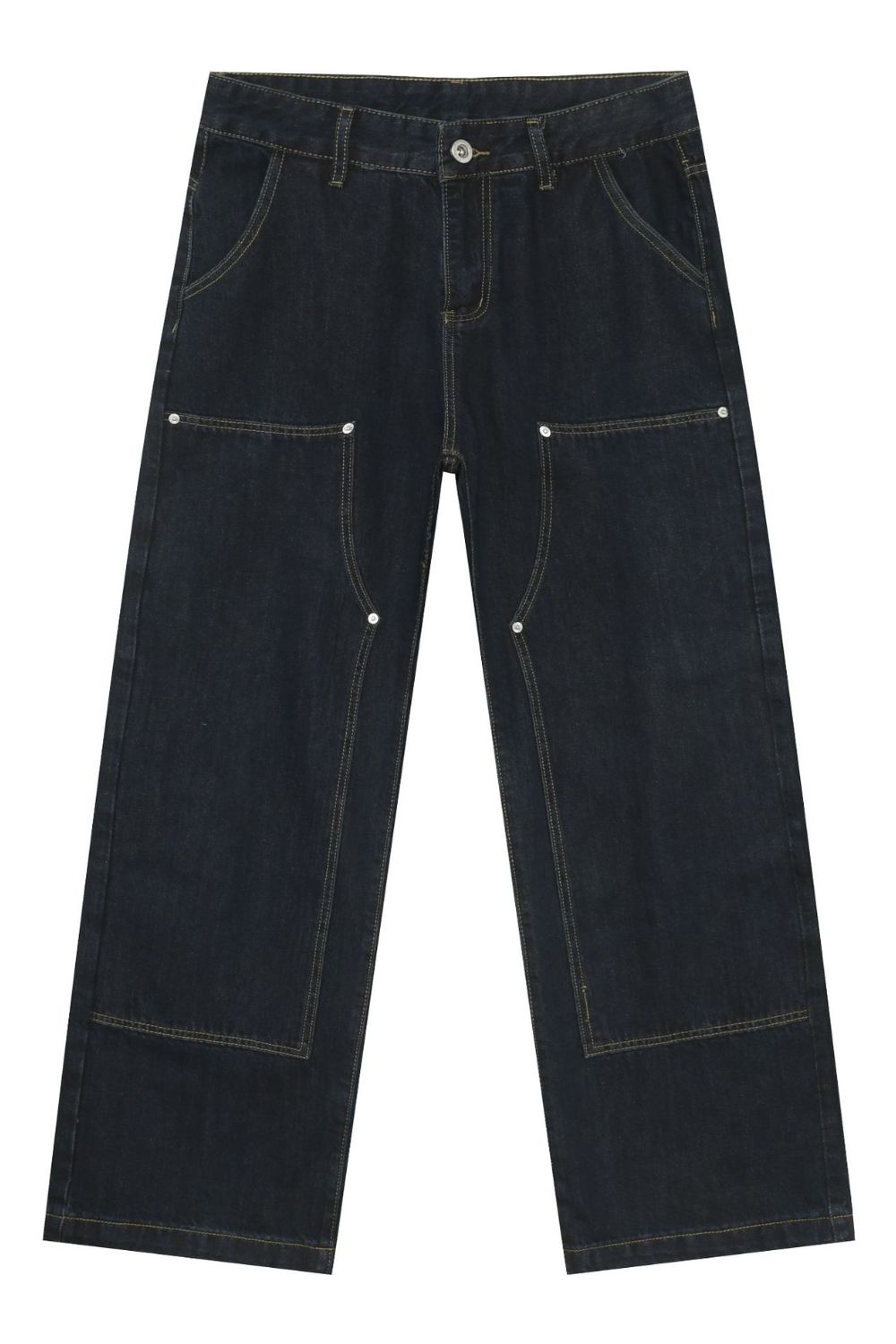 Men's Wide Straight Leg Jeans with Pockets