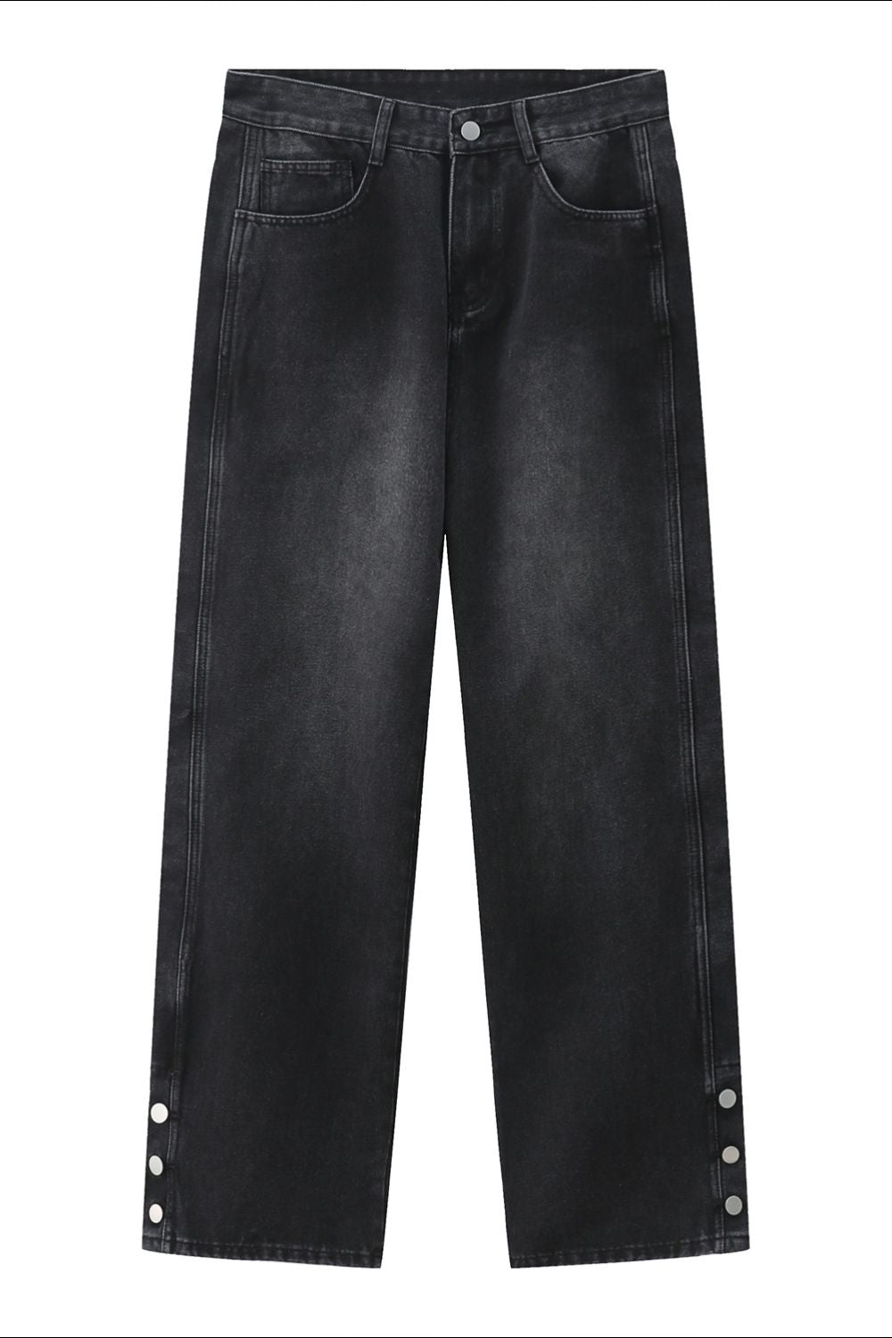 Side Slit Baggy Jeans with Pockets