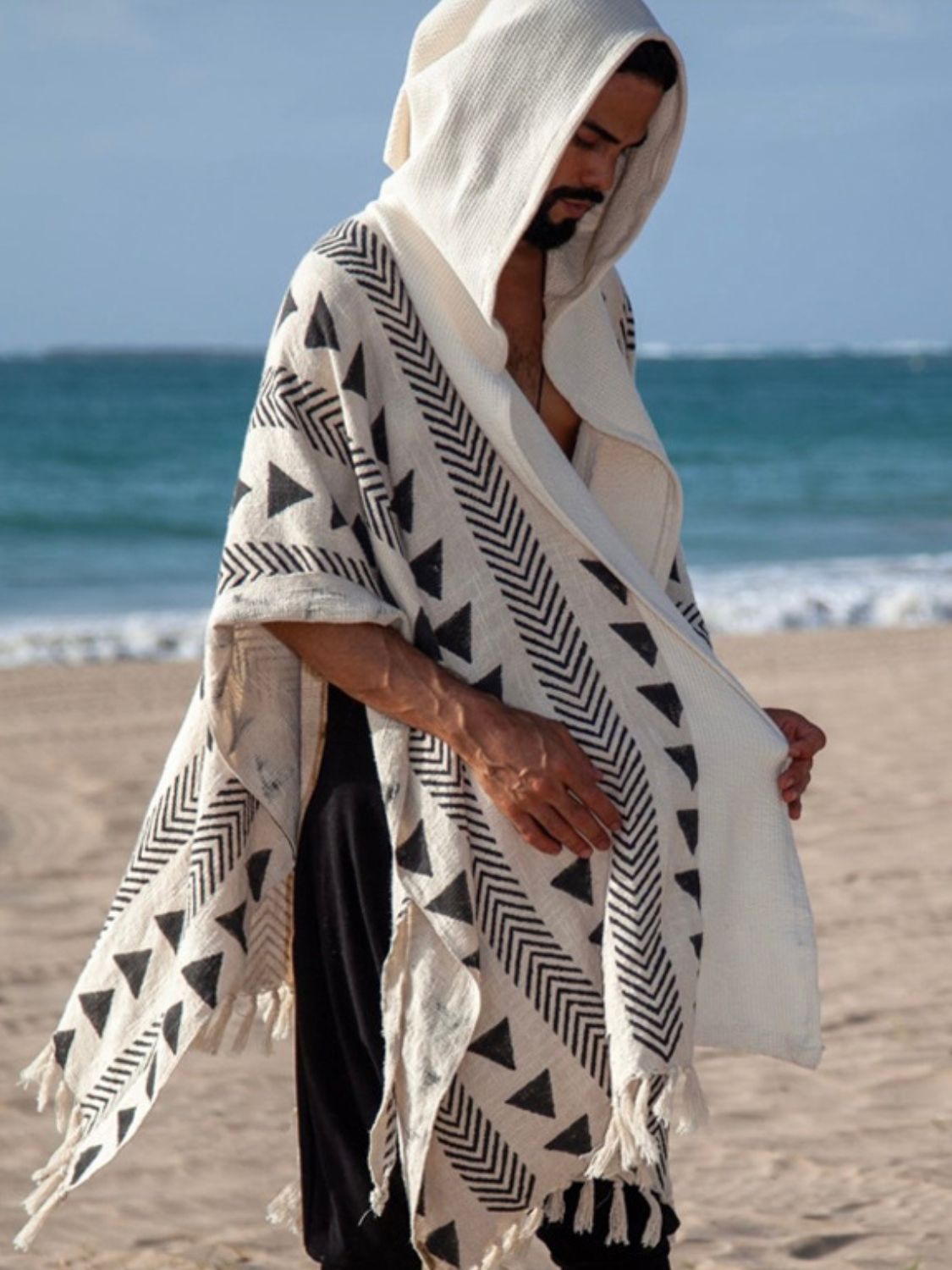 Men's Open Front Printed Cover-Up