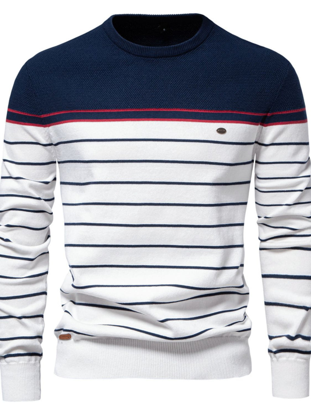 Men's Striped Round Neck Long Sleeve Sweater