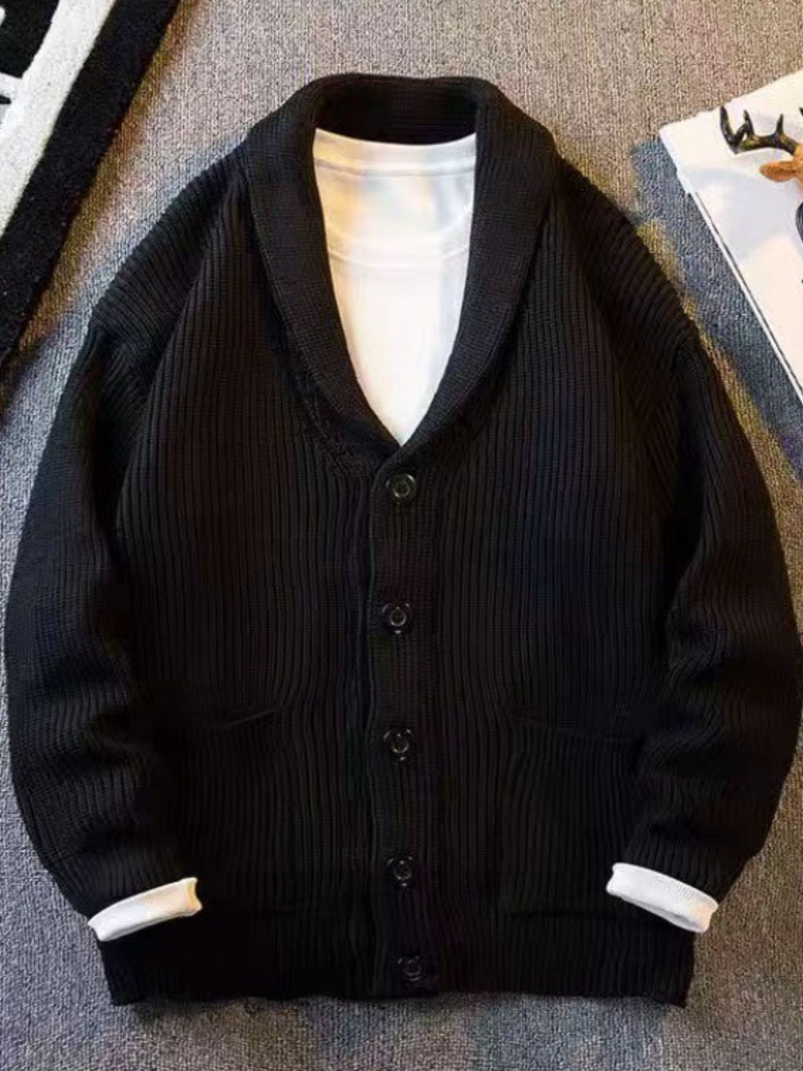 Men's Plus Size Button Down Long Sleeve Cardigan