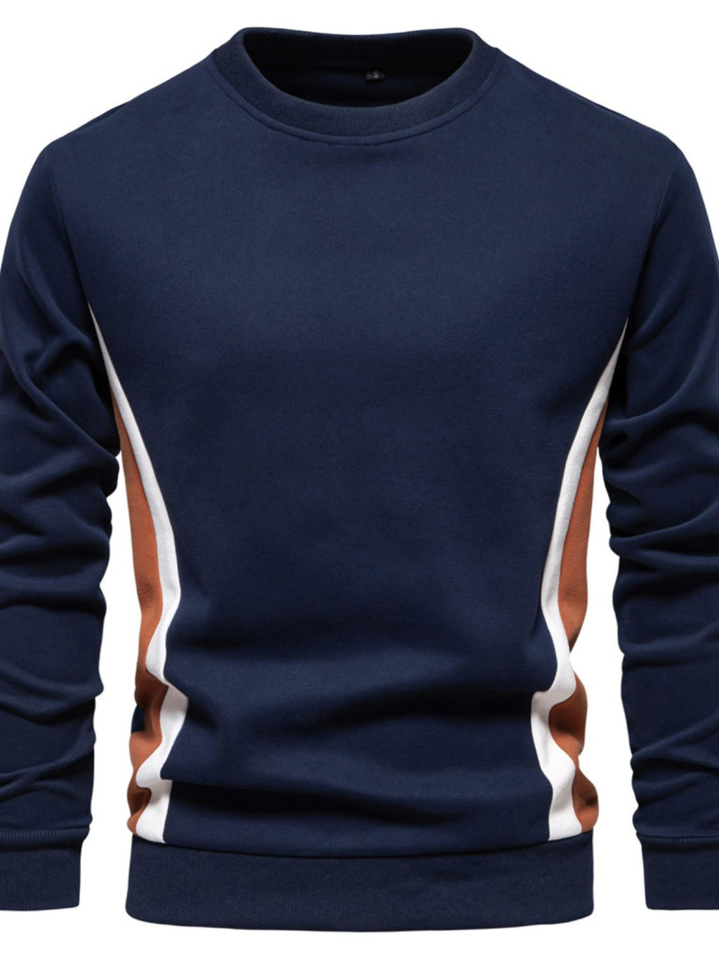 Men's Side Striped Contrast Round Neck Sweatshirt