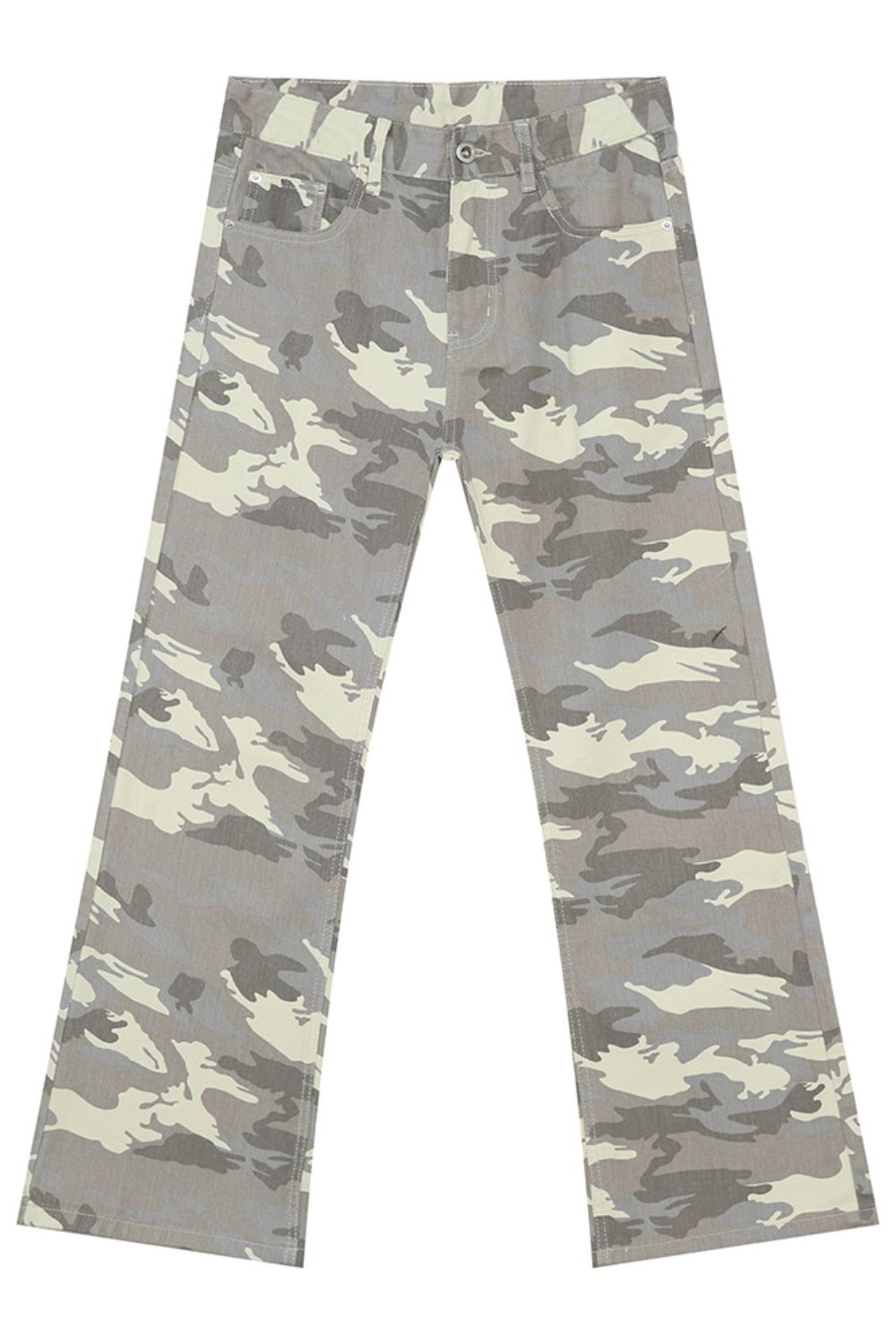 Camouflage Bootcut Jeans with Pockets