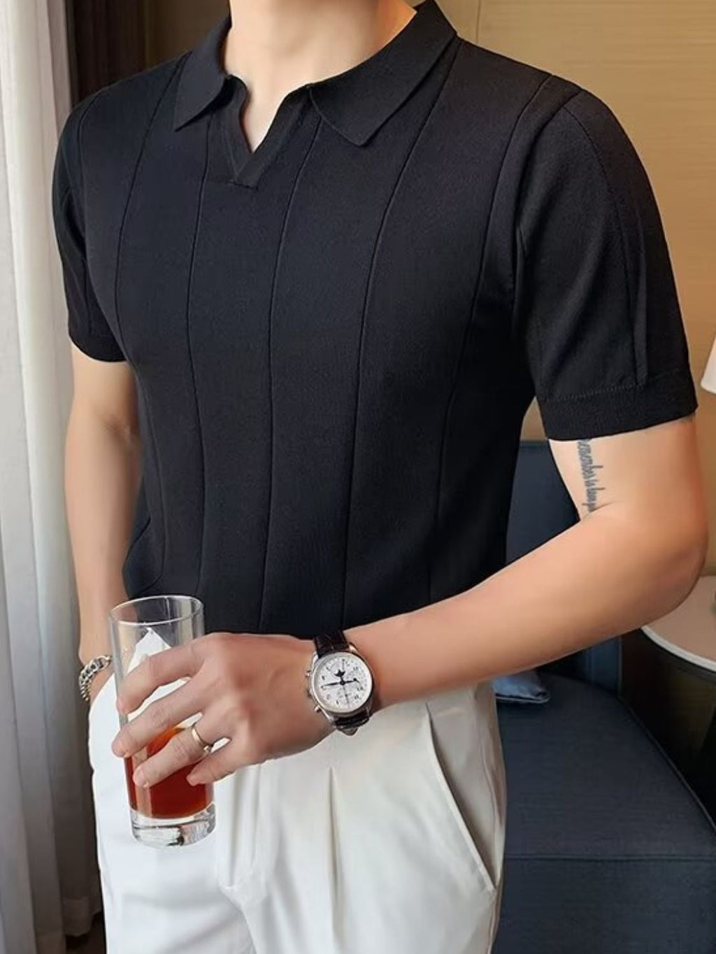 Men's Plus Size Collared Neck Short Sleeve Polo