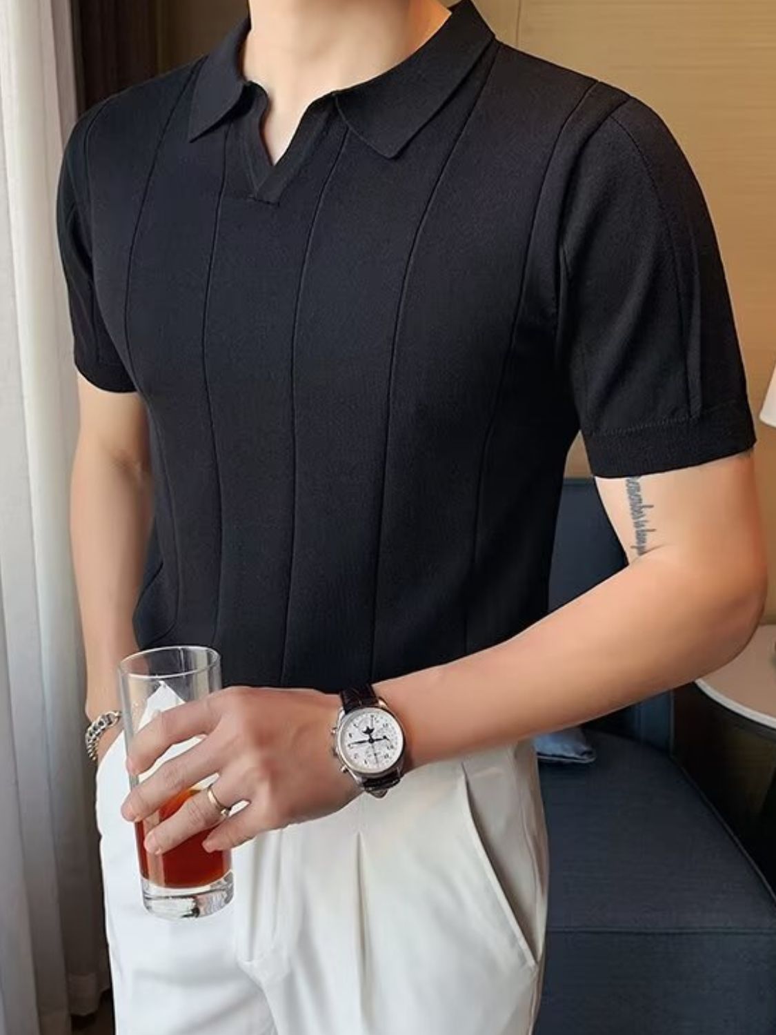 Men's Plus Size Collared Neck Short Sleeve Polo