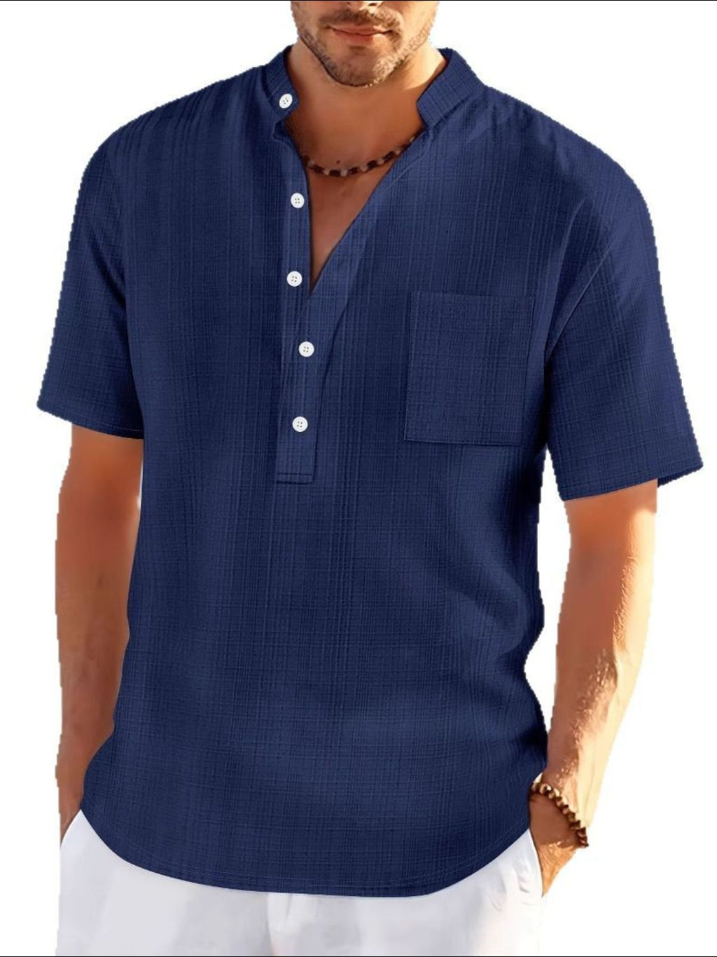 Men's Full Size Half Button Short Sleeve Polo Plus Size