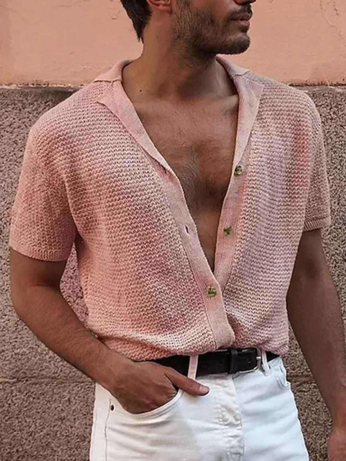 Men's Full Size Button Down Short Sleeve Shirt Plus Size