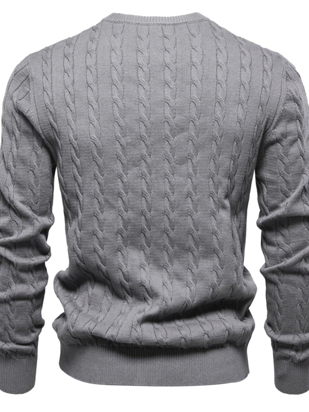 Men's Cable-Knit Round Neck Long Sleeve Sweater