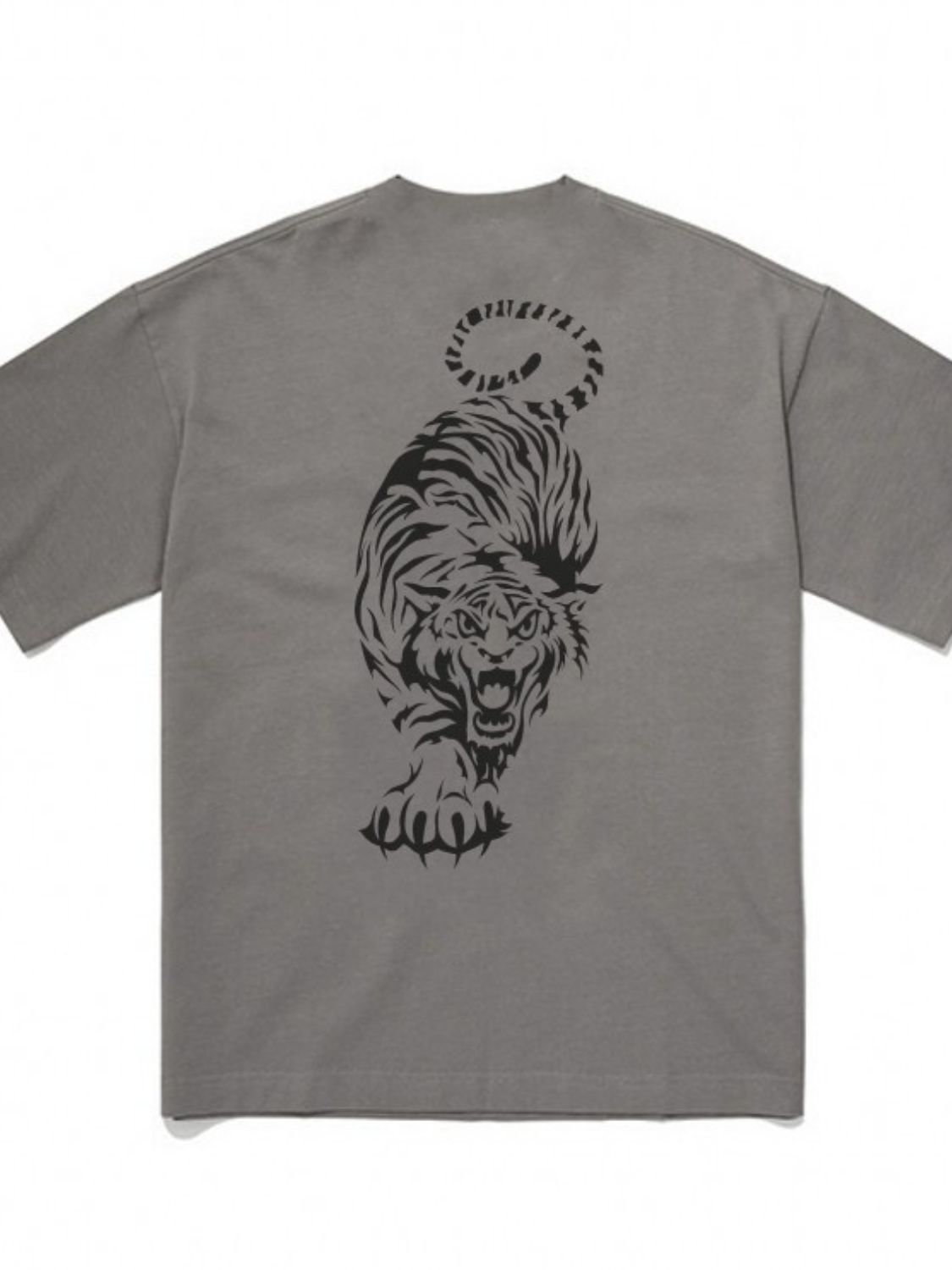Men's Plus Size Tiger Round Neck Short Sleeve T-Shirt