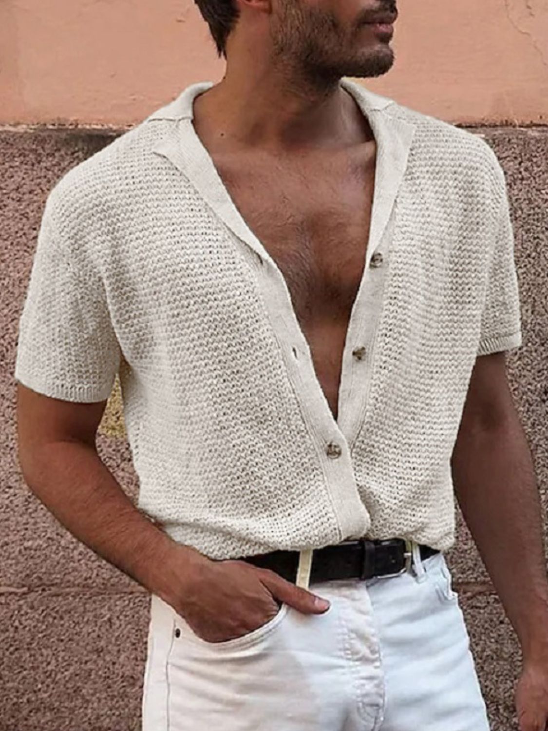 Men's Full Size Button Down Short Sleeve Shirt Plus Size