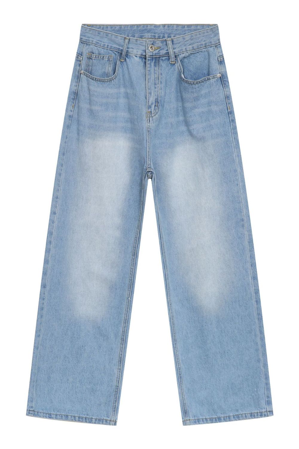 Men's Wide Straight Jeans with Pockets