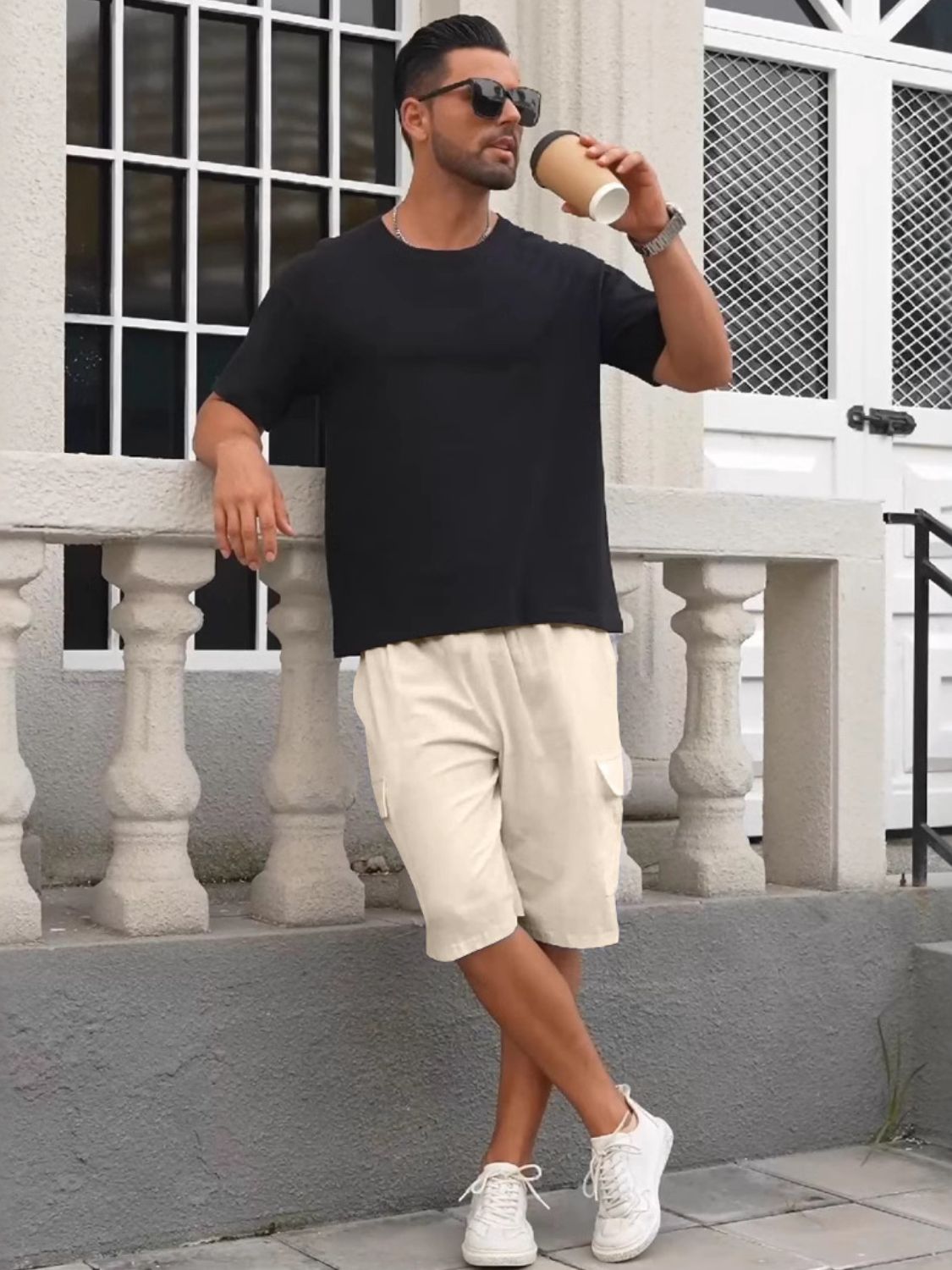 Men's Full Size Drawstring Shorts with Cargo Pockets Plus Size