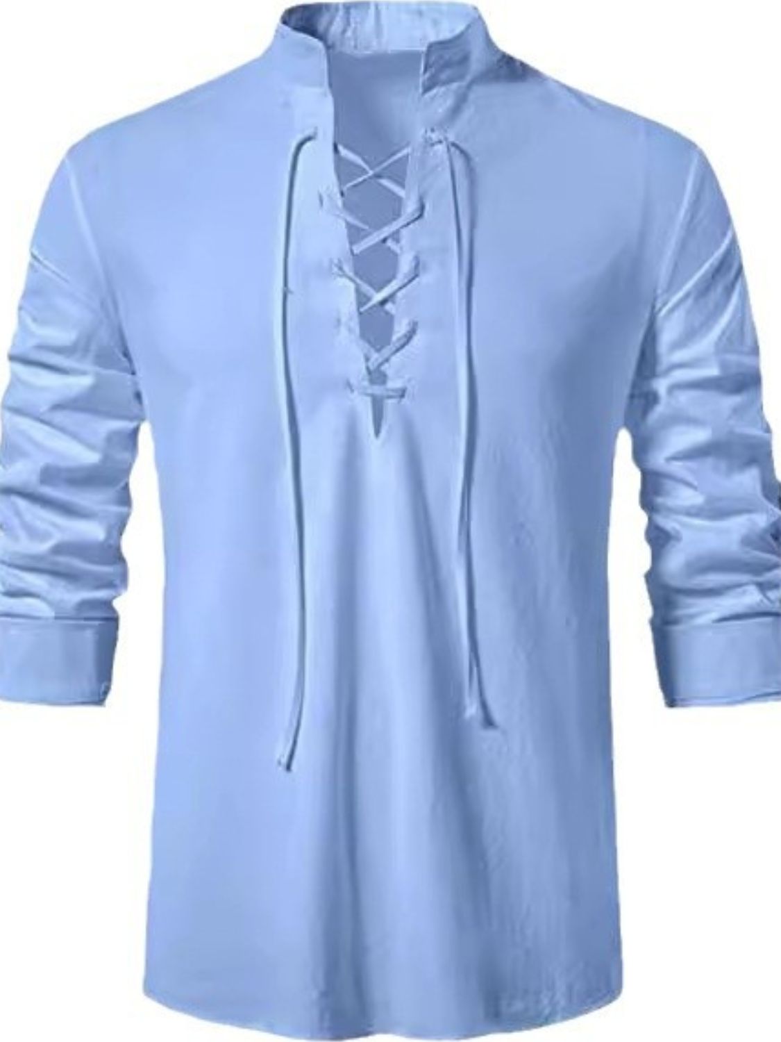 Men's Lace Up Long Sleeve Blouse