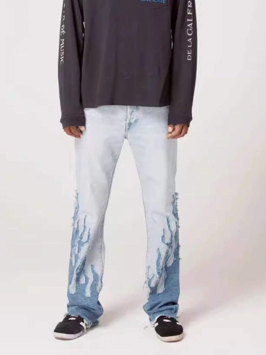 Men's Flame Pattern Patch Cargo Jeans '