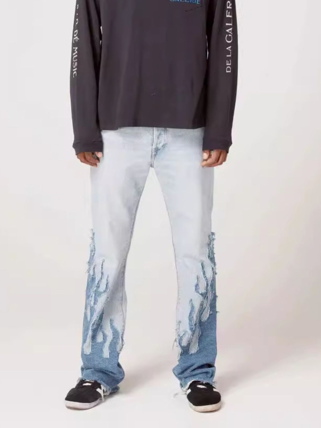 Men's Flame Pattern Patch Cargo Jeans '