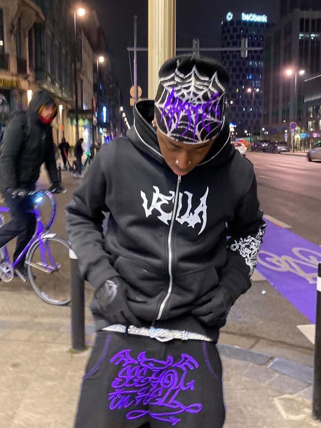 Men's Zip Up Letter Graphic Hoodie