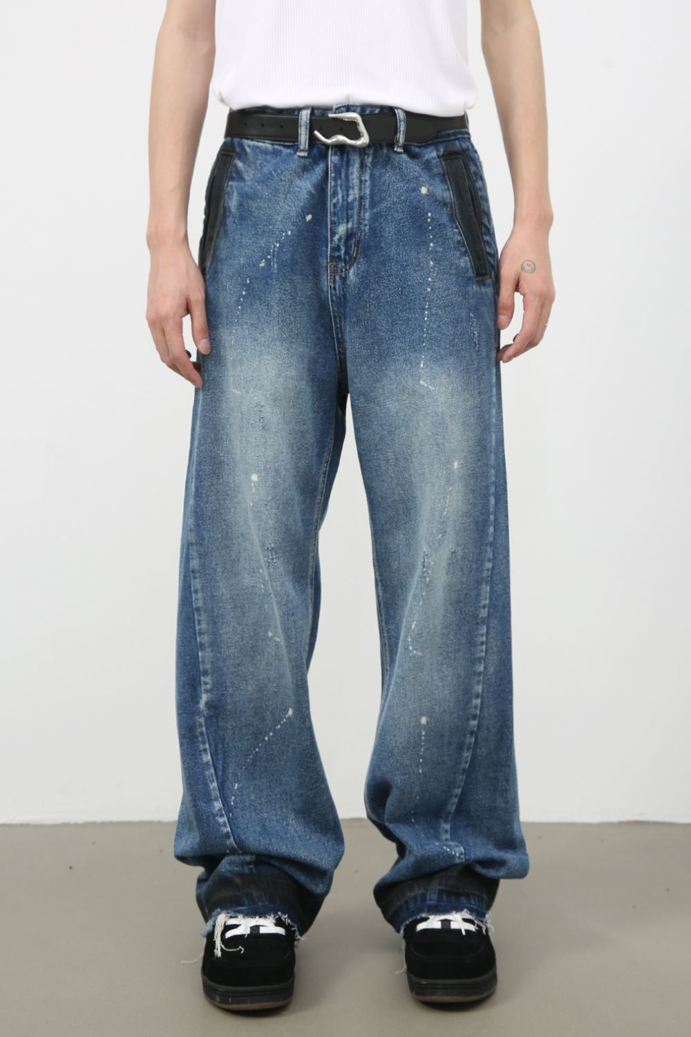 Men's Raw Hem Baggy Jeans