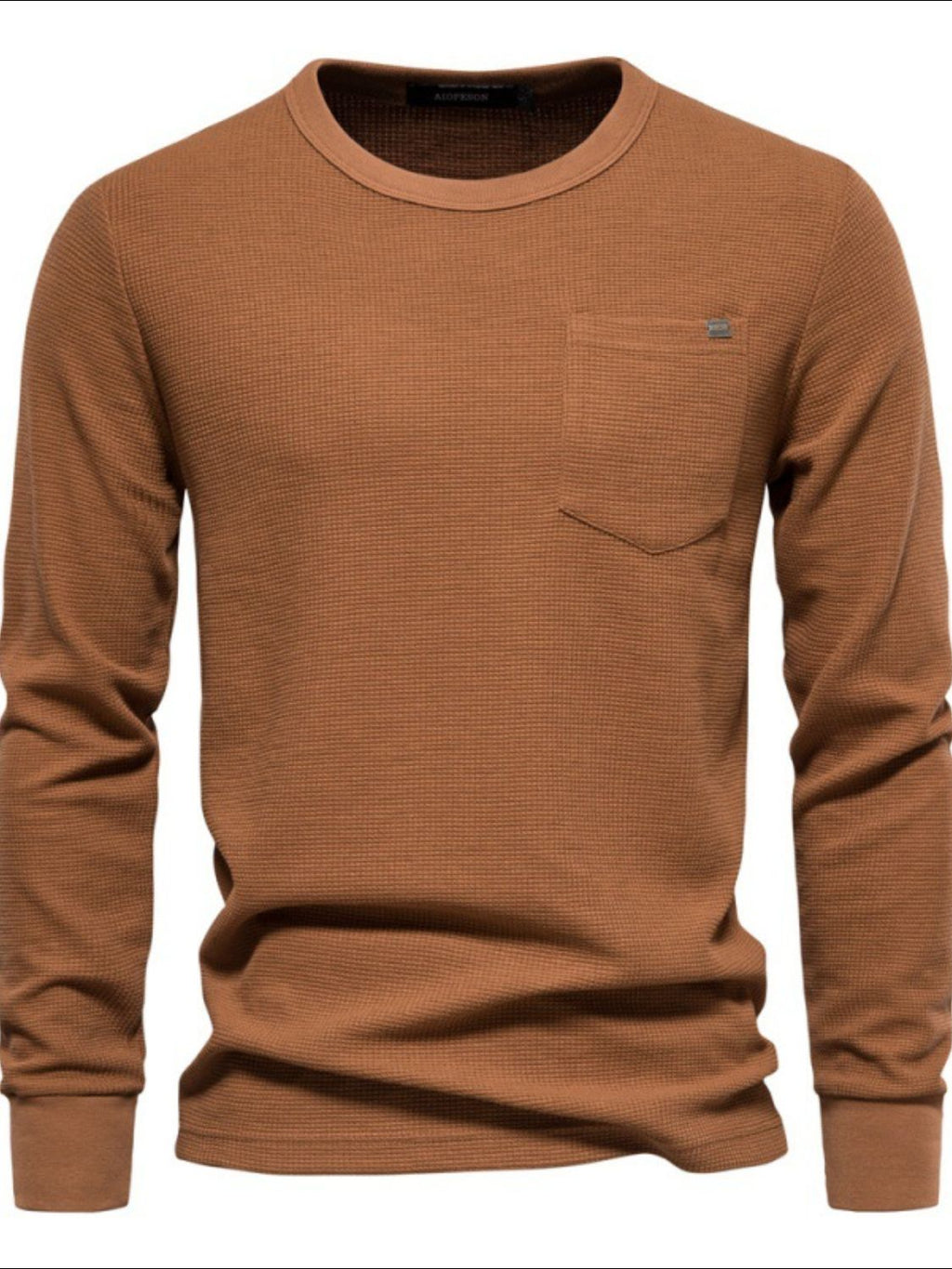 Men's Waffle-Knit Round Neck T-Shirt