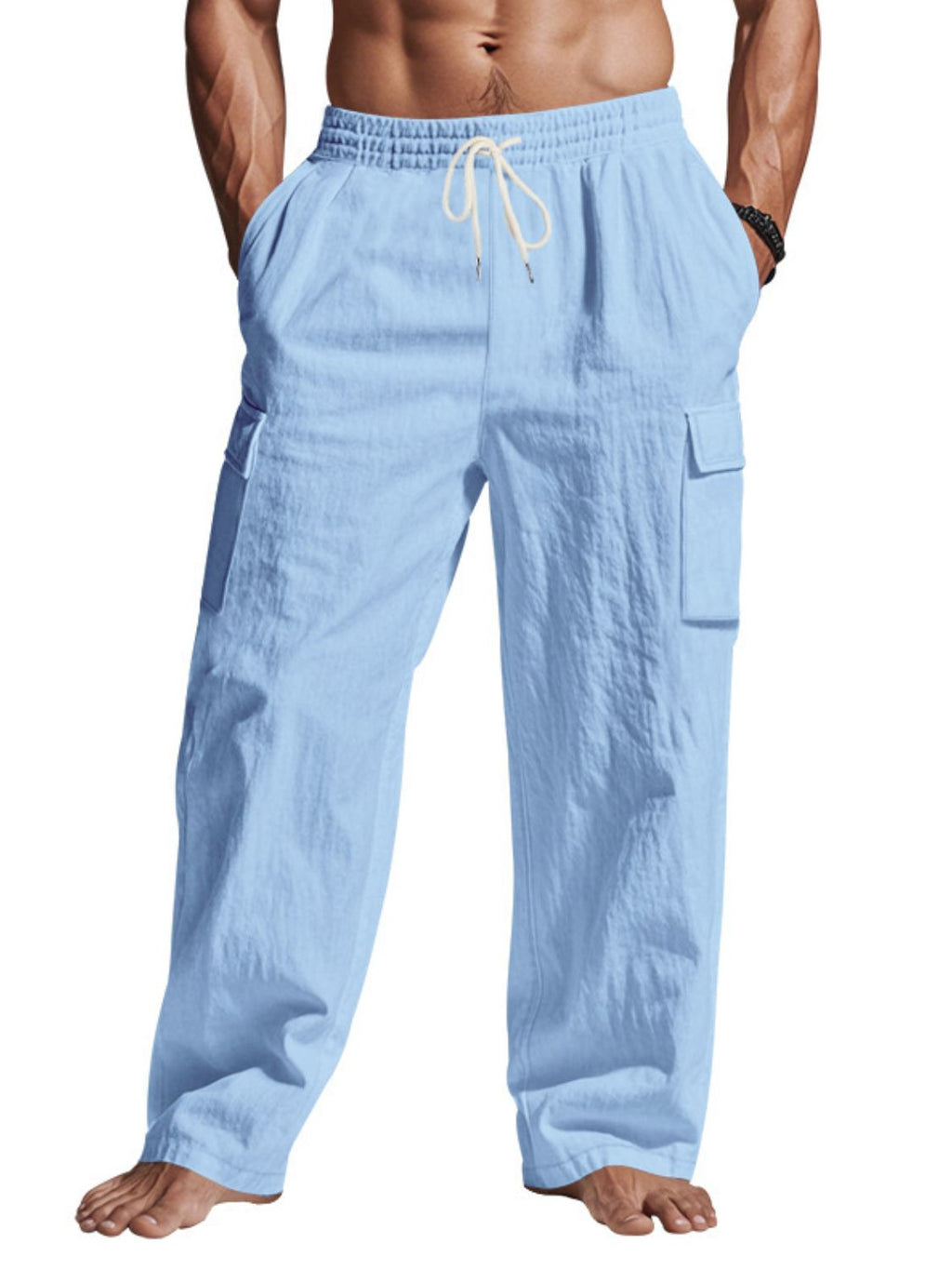 Men's Full Size Drawstring Pants with Pockets Plus Size