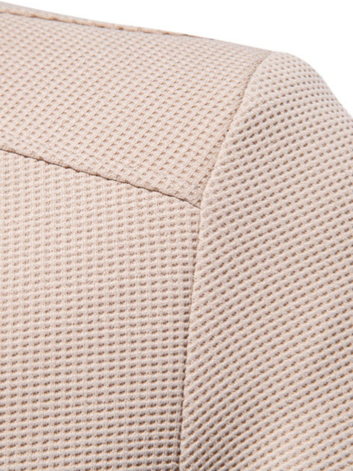 Men's Waffle Knit Baseball Collar Zip Up Jacket