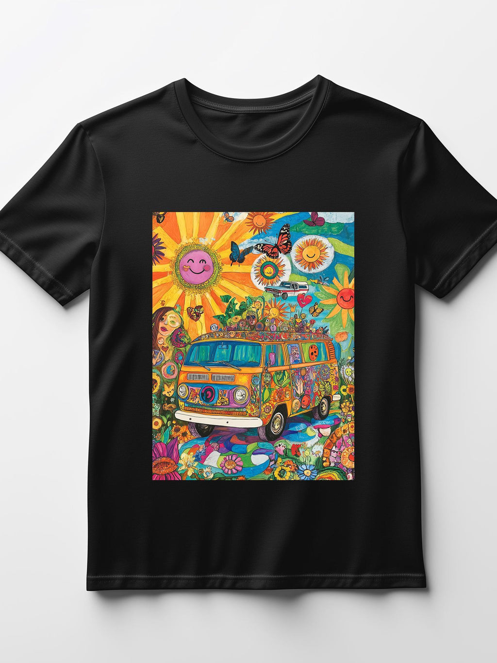 Women's Graphic T-Shirt - Retro Psychedelic Van Print, Casual Fit