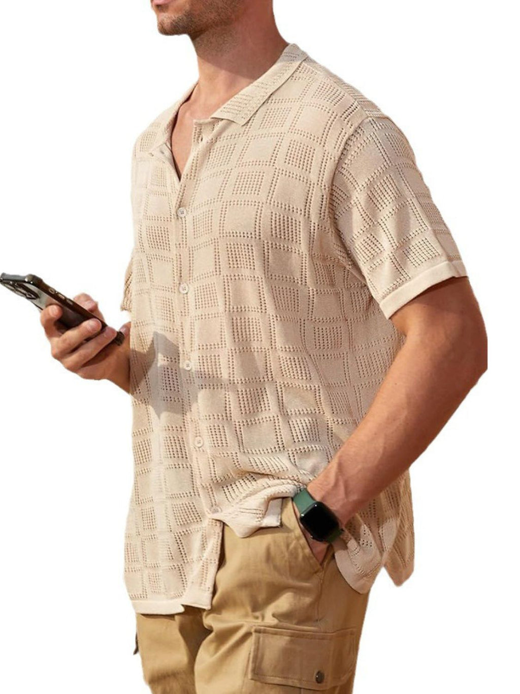 Men's Full Size Button Down Short Sleeve Plus Size