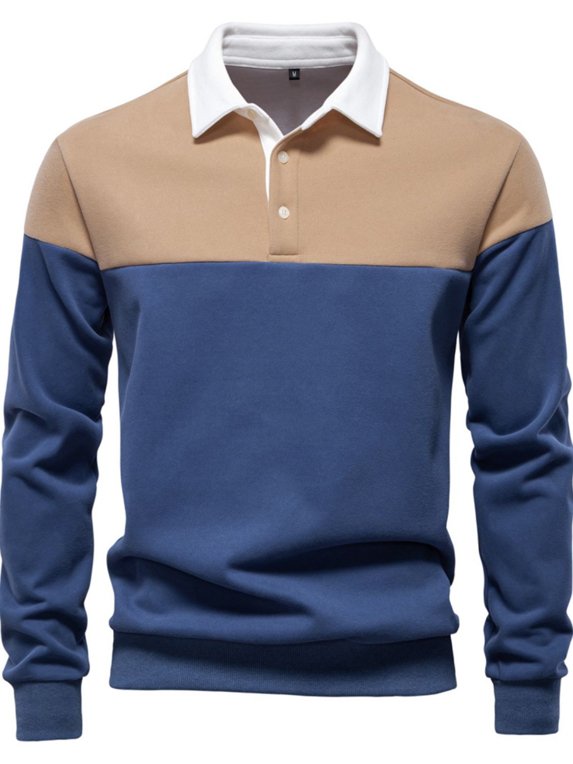 Men's Collared Neck Contrast Long Sleeve Polo