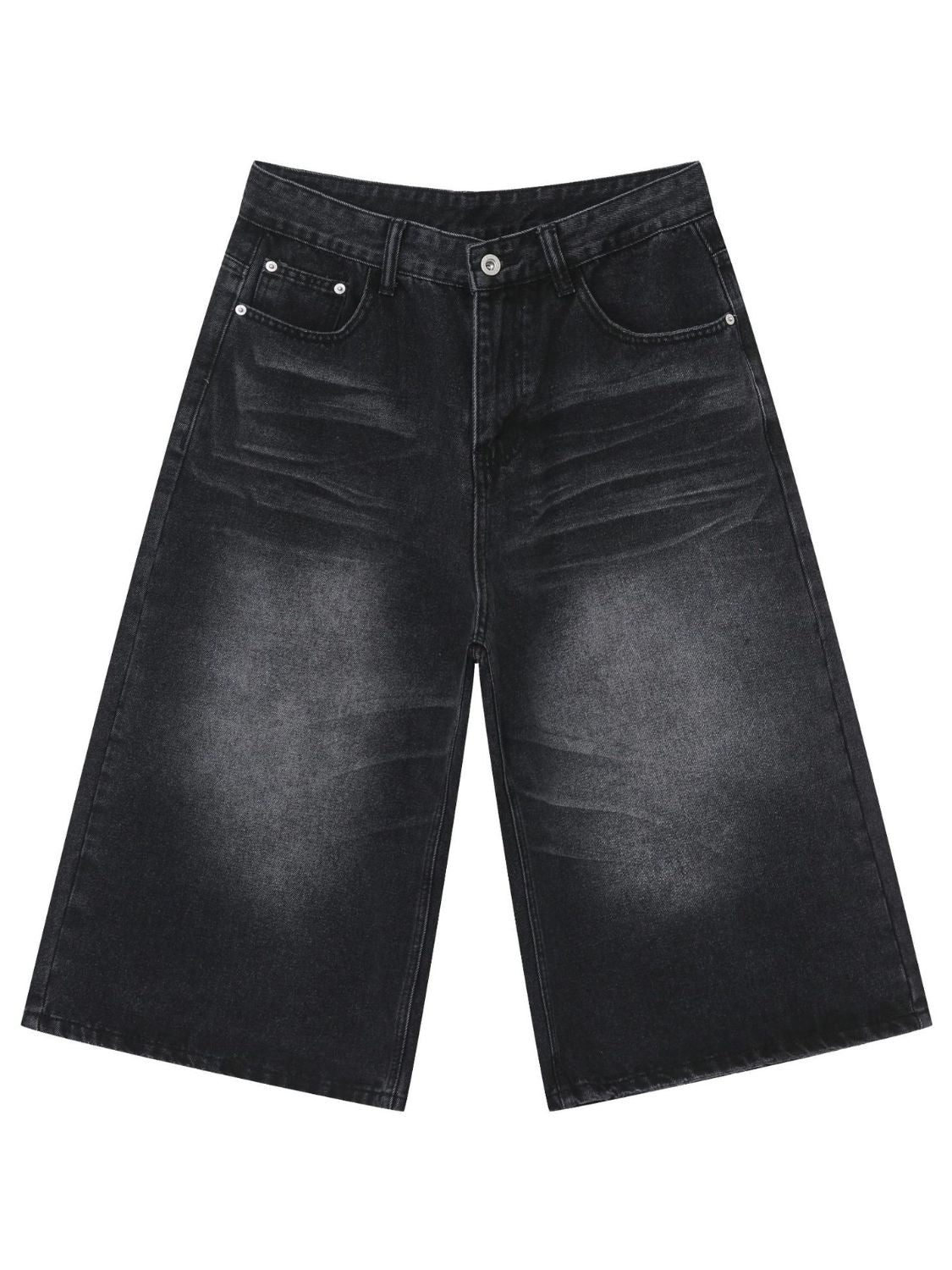 Men's Washed Denim Shorts with Pockets