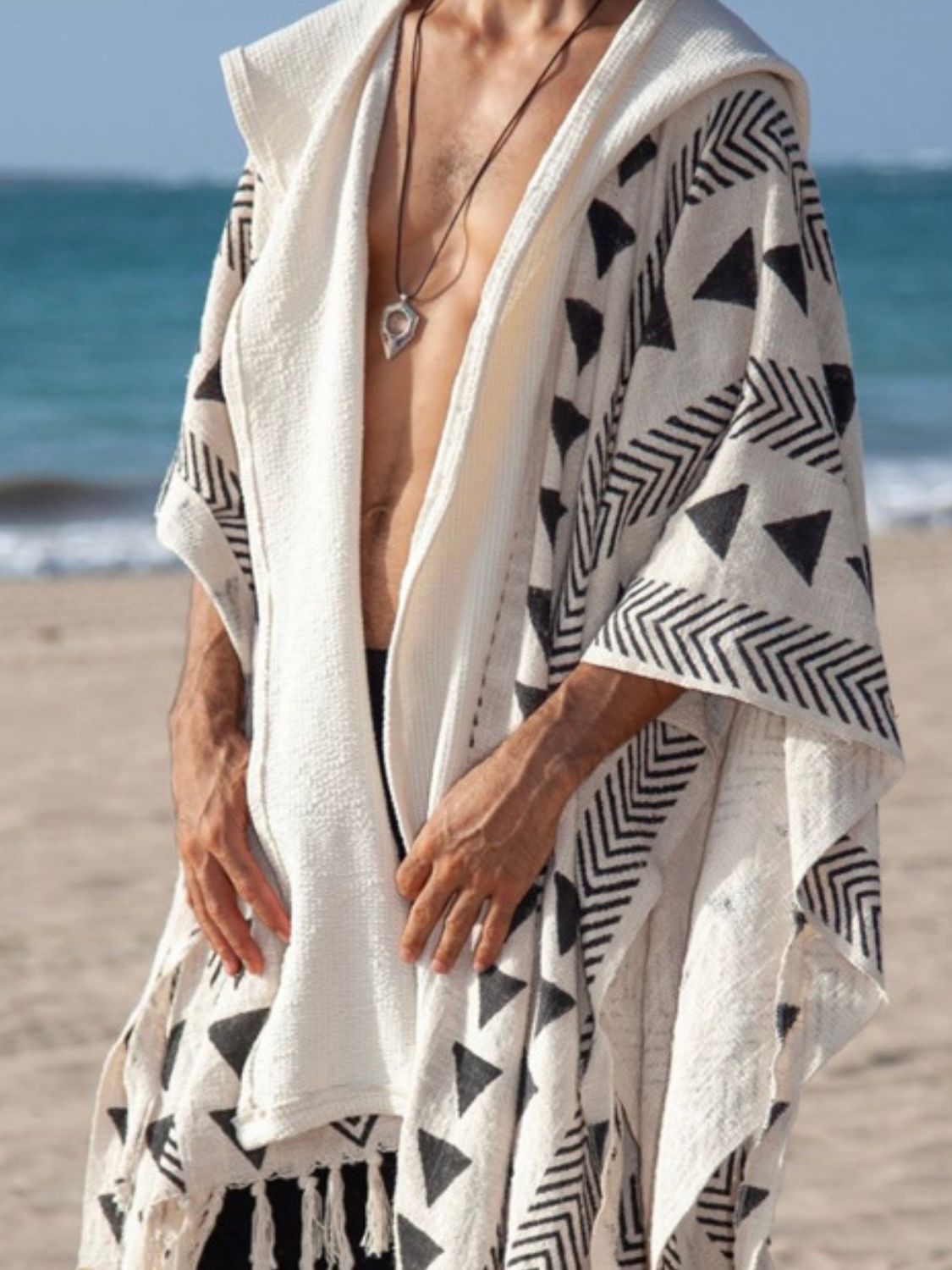 Men's Open Front Printed Cover-Up