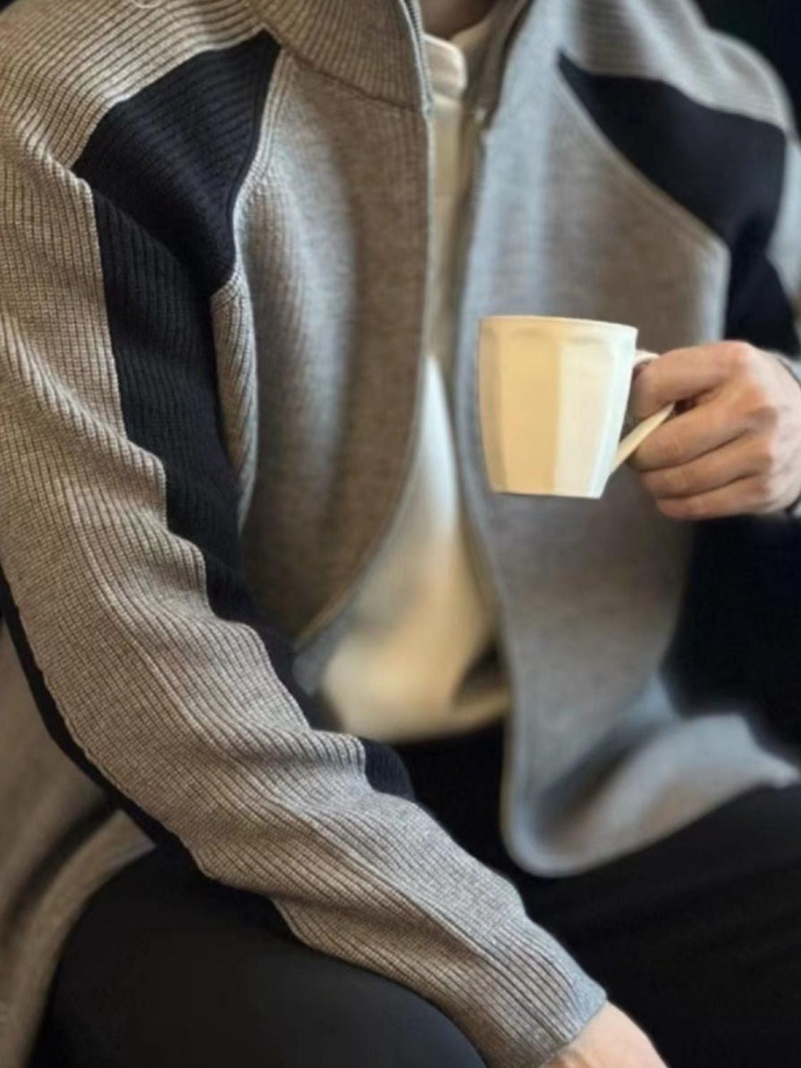 Men's Plus Size Zip Up Long Sleeve Cardigan